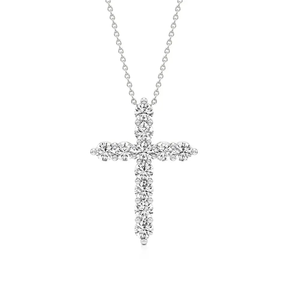 Aura | Elegant Round Lab Grown Diamonds Cross Pendant - Nivara