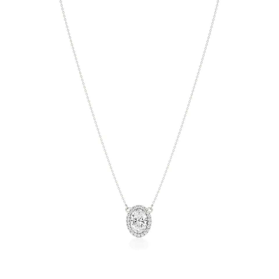 Mira | Oval Lab Grown Diamond with Halo Necklace