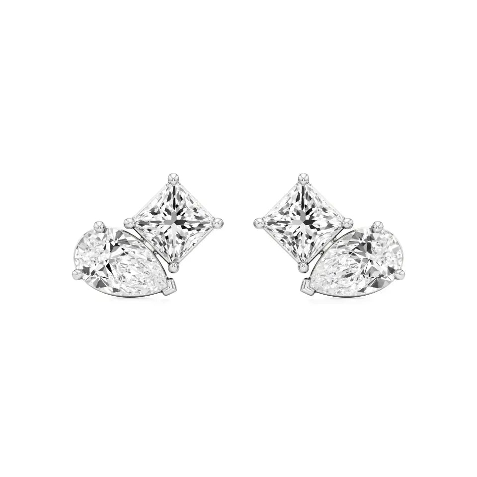 Toi et Moi | Pear & Princess Lab-Grown Diamond Stud Earrings - Nivara