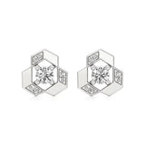 Mode | Round Solitaire Stud with Side Round Diamonds - Nivara