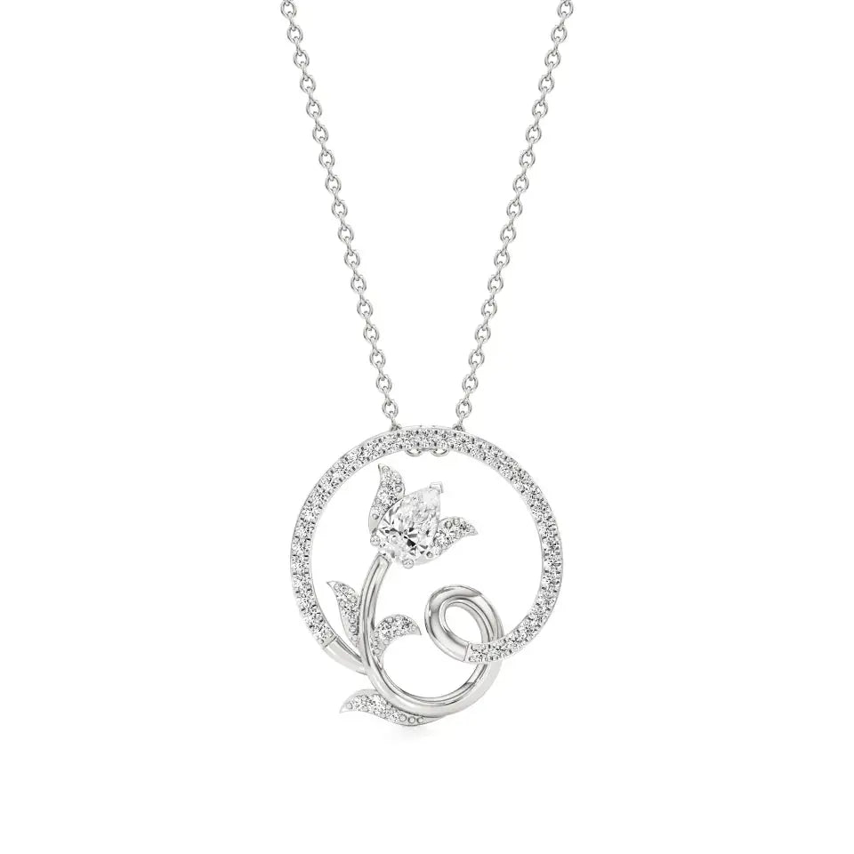 Flora | Pear & Round Lab Grown Diamonds Floral Pendant - Nivara