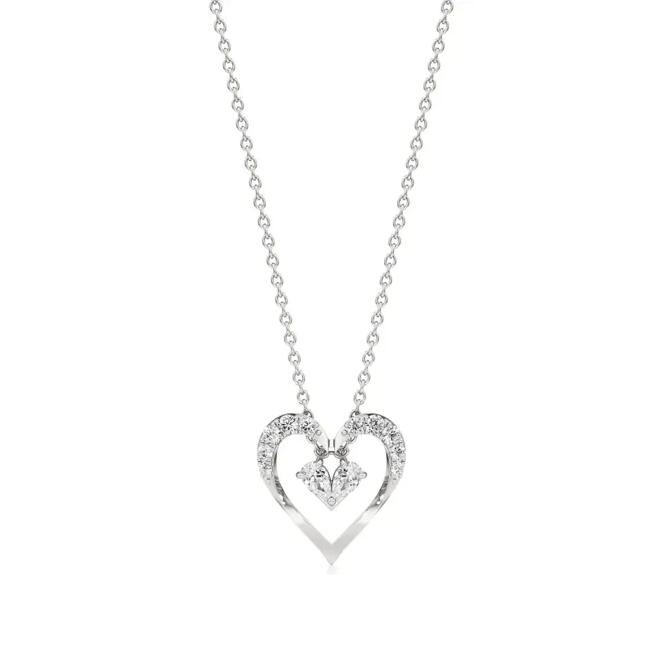 Sneh | Classic Round & Pear Lab Grown Diamonds Heart Pendant - Nivara