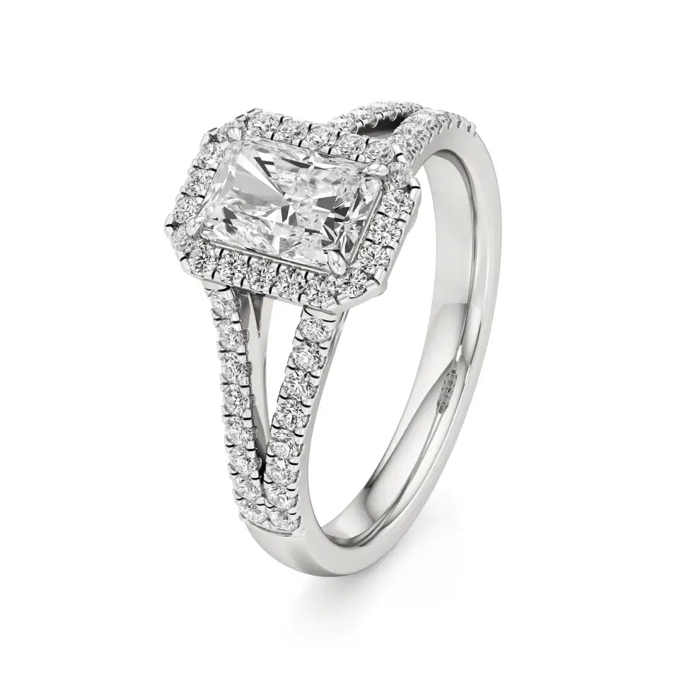 Mira | Emerald Cut Solitaire with Halo - Nivara