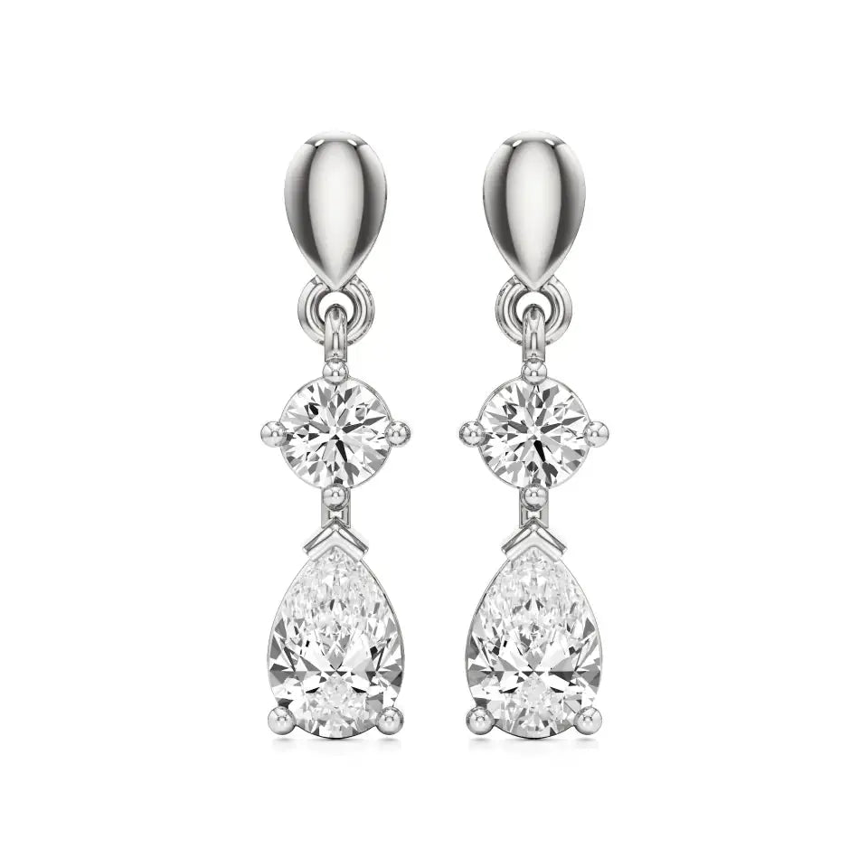 Vanya | Round & Pear Lab-Grown Diamond Tear Drop Studs - Nivara
