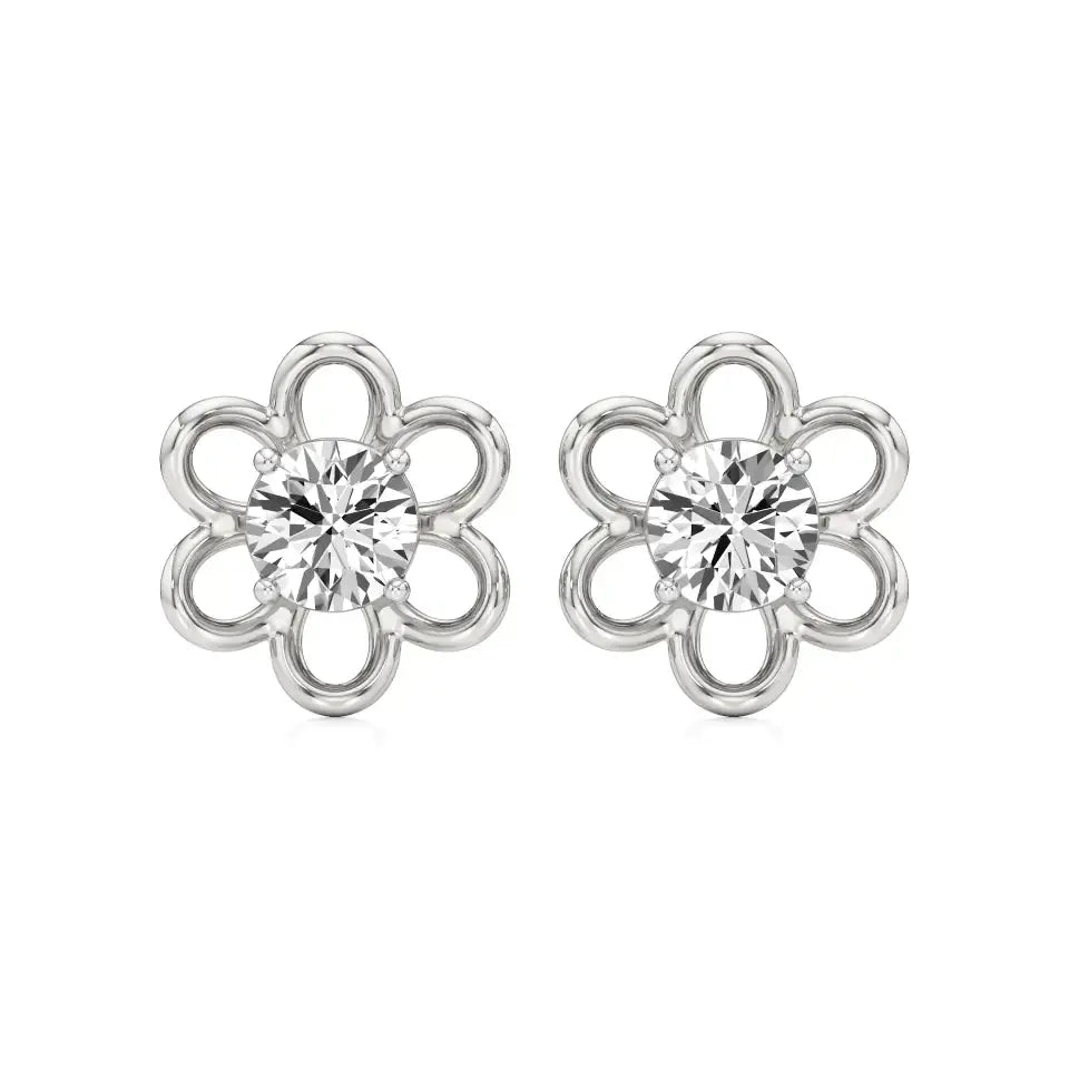 Flora | Round Lab-Grown Diamond Floral Studs - Nivara
