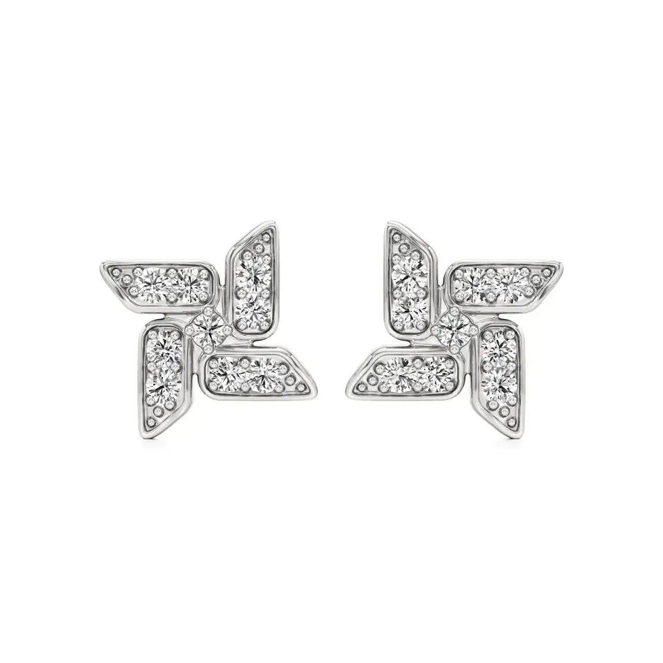 Flora | Round Lab-Grown Diamonds on Floral Design Studs - Nivara