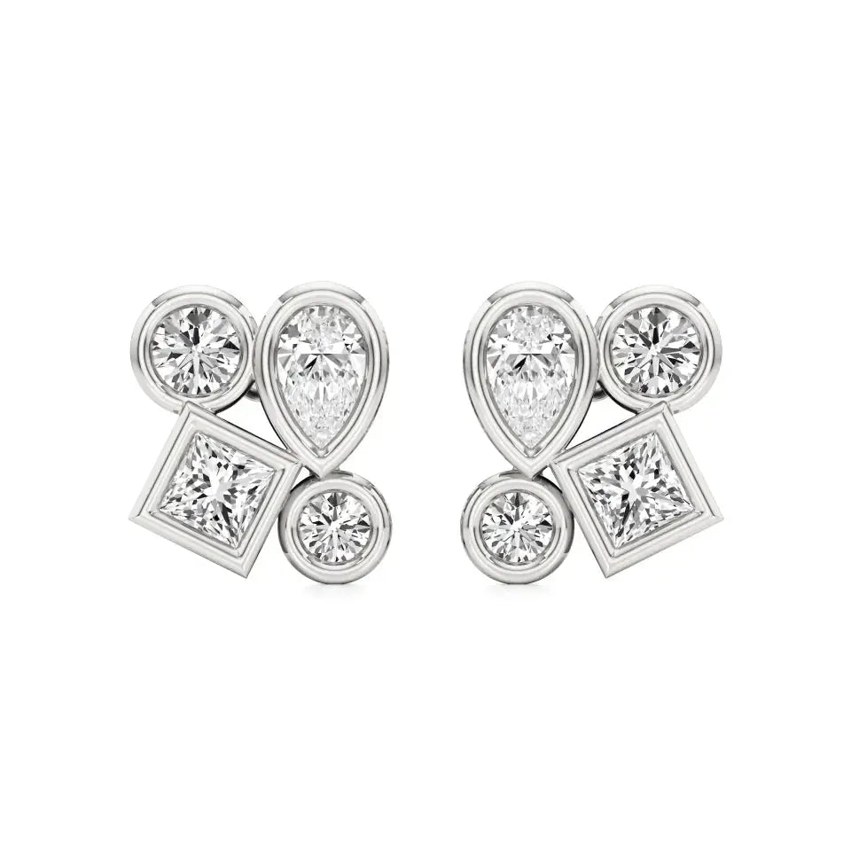 Celestia | Princess, Round and Pear Lab-Grown Diamonds Studs - Nivara