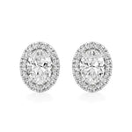 Mira | Oval-Cut Solitaire Lab-Grown Diamond with Halo Studs - Nivara