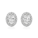 Mira | Oval-Cut Solitaire Lab-Grown Diamond with Halo Studs - Nivara