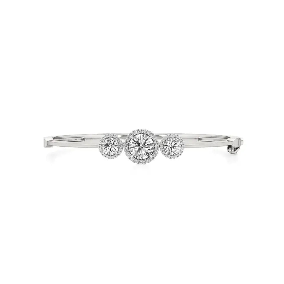 Elina | Round Lab Grown Diamonds Halo Design Oval Bangle - Nivara