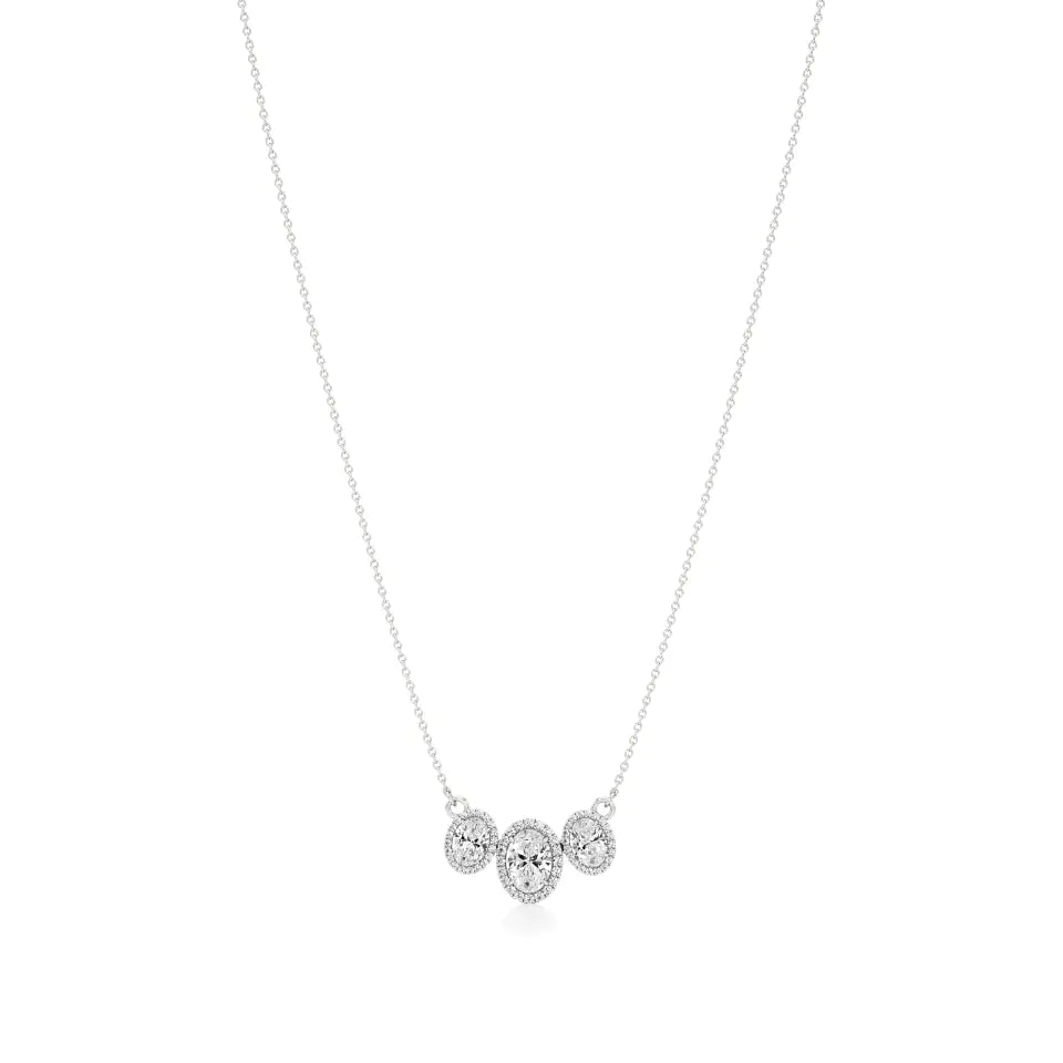 Elina | Oval Lab Grown Diamonds with Halo Necklace