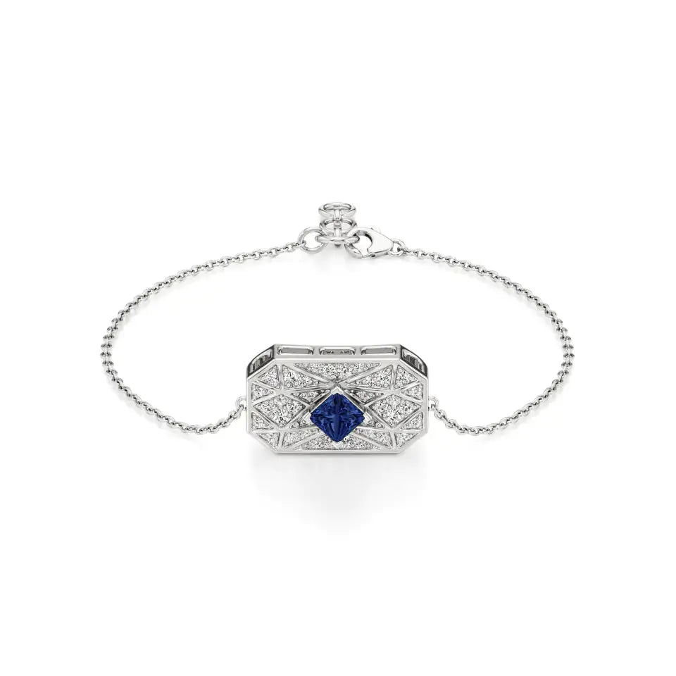 Rupak | Lab Grown Diamonds with Square-Cut Sapphire Chain Bracelet - Nivara