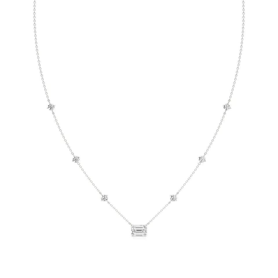Anek | Radiant Solitaire & Round Lab Grown Diamond Necklace
