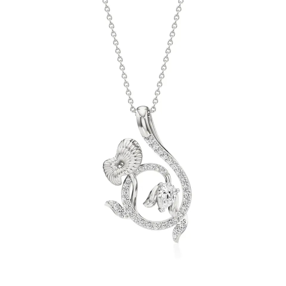 Mode | Pear & Round Lab Grown Diamonds Floral Pendant - Nivara
