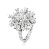 Flora | Oval-cut Solitaire with Pear & Round Side Stones - Nivara