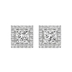 Mira | Princess-Cut Solitaire Lab-Grown Diamond with Halo Square Studs - Nivara