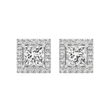 Mira | Princess-Cut Solitaire Lab-Grown Diamond with Halo Square Studs - Nivara