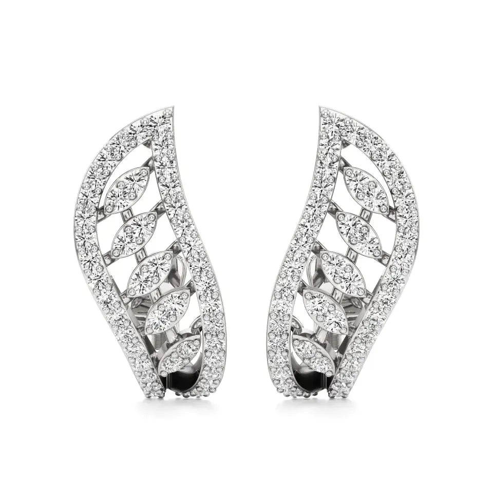 Jess | Round Lab-Grown Diamonds J-Shaped Hoops - Nivara