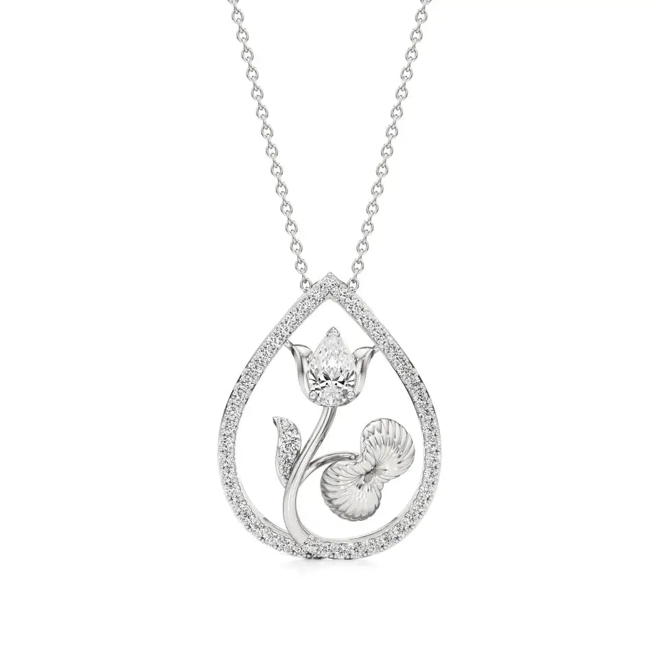 Flora | Pear & Round Lab Grown Diamonds Floral Pendant - Nivara
