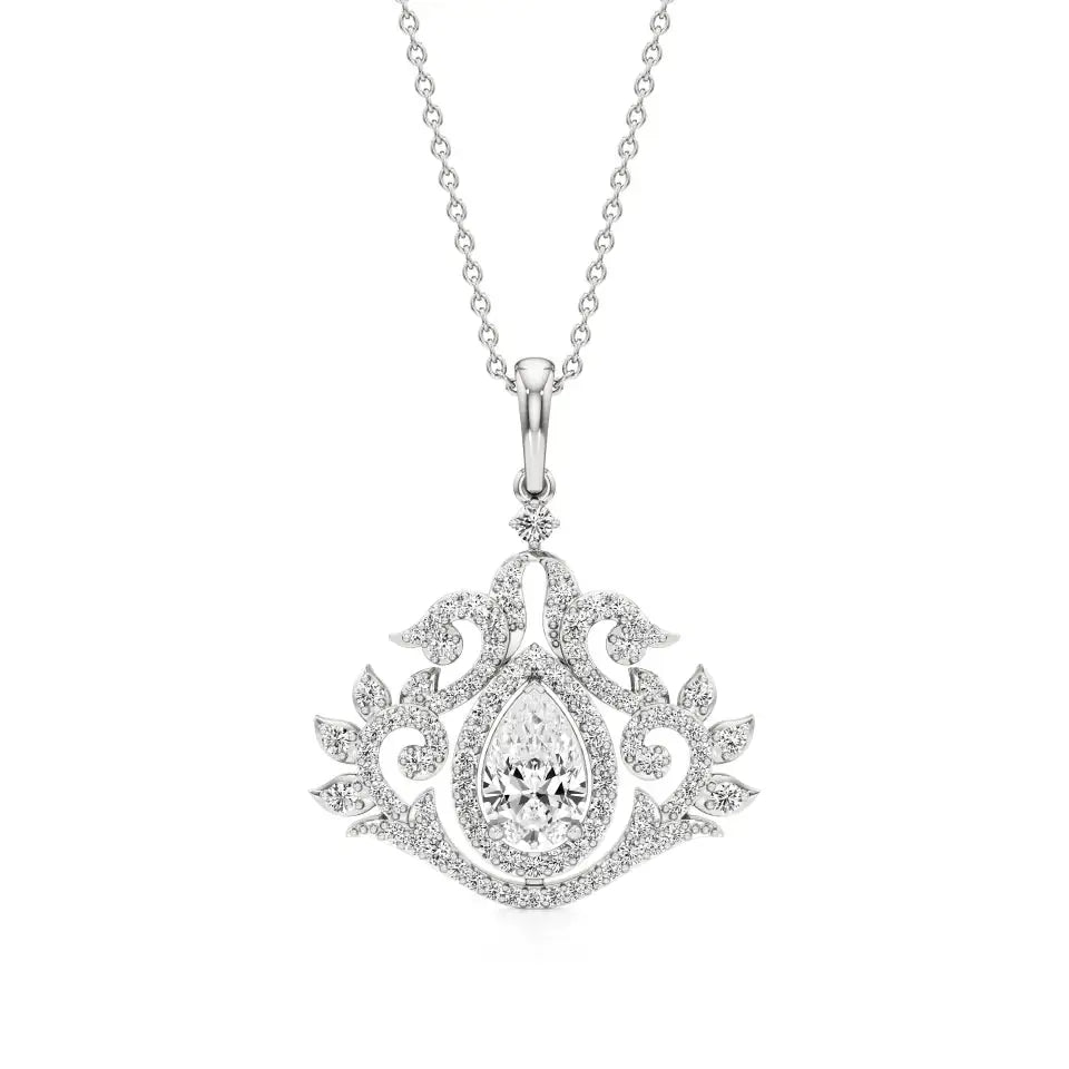 Flora | Pear & Round Lab Grown Diamonds Floral Pendant - Nivara