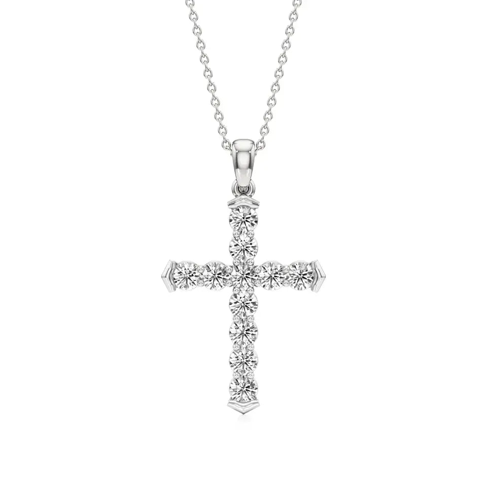 Aura | Round Lab Grown Diamonds Cross Pendant - Nivara