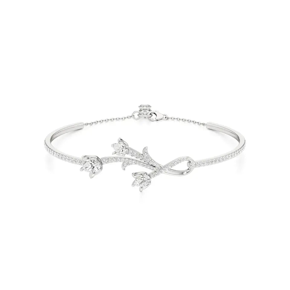Flora | Pear & Round Lab Grown Diamonds Floral Bangle - Nivara