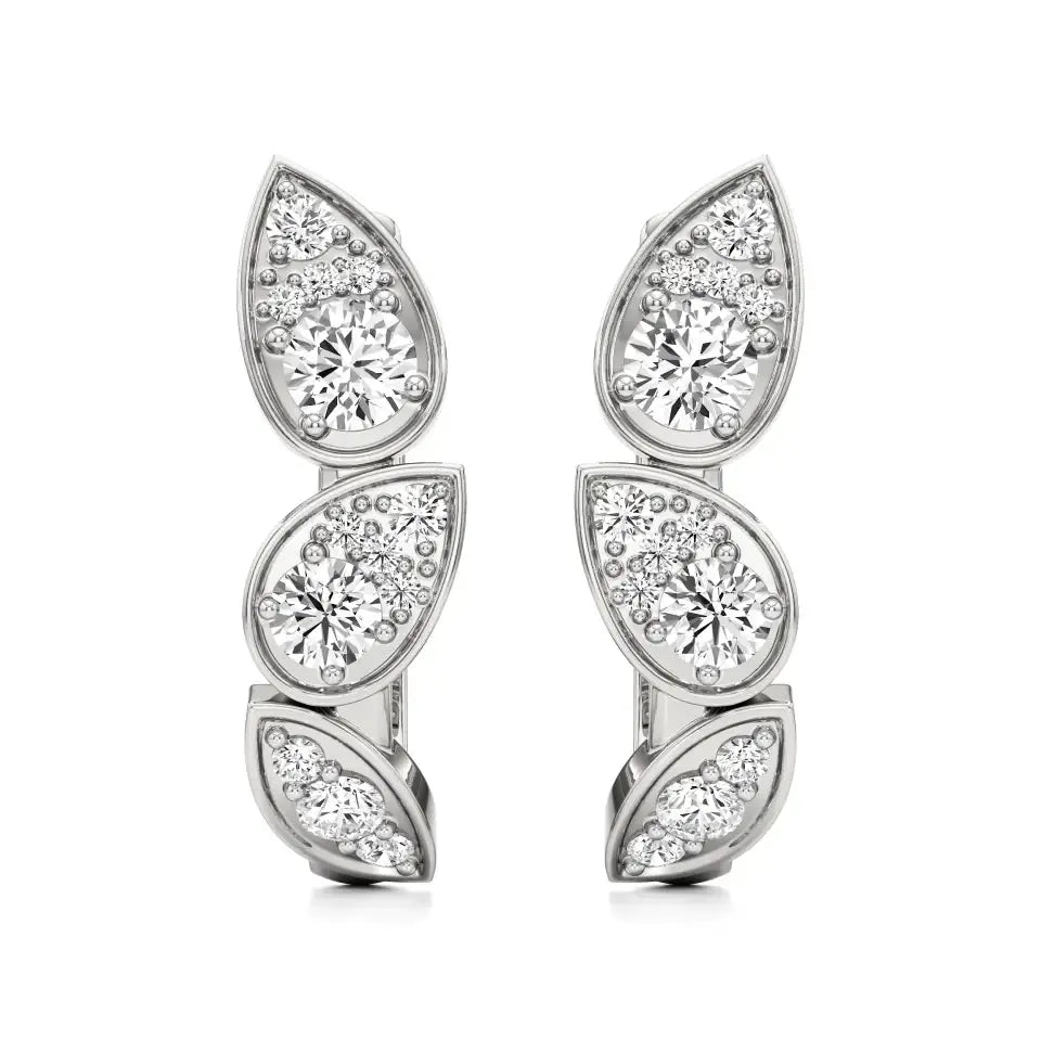 Vanya | Round Lab-Grown Diamonds Leaf Designed Hoopds - Nivara