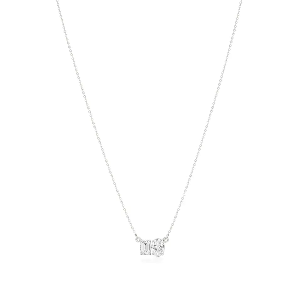 Toi et Moi | Emerald & Oval Lab Grown Diamonds Necklace