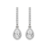 Amaya | Pear & Round Lab-Grown Diamond Halo Dangle Earrings