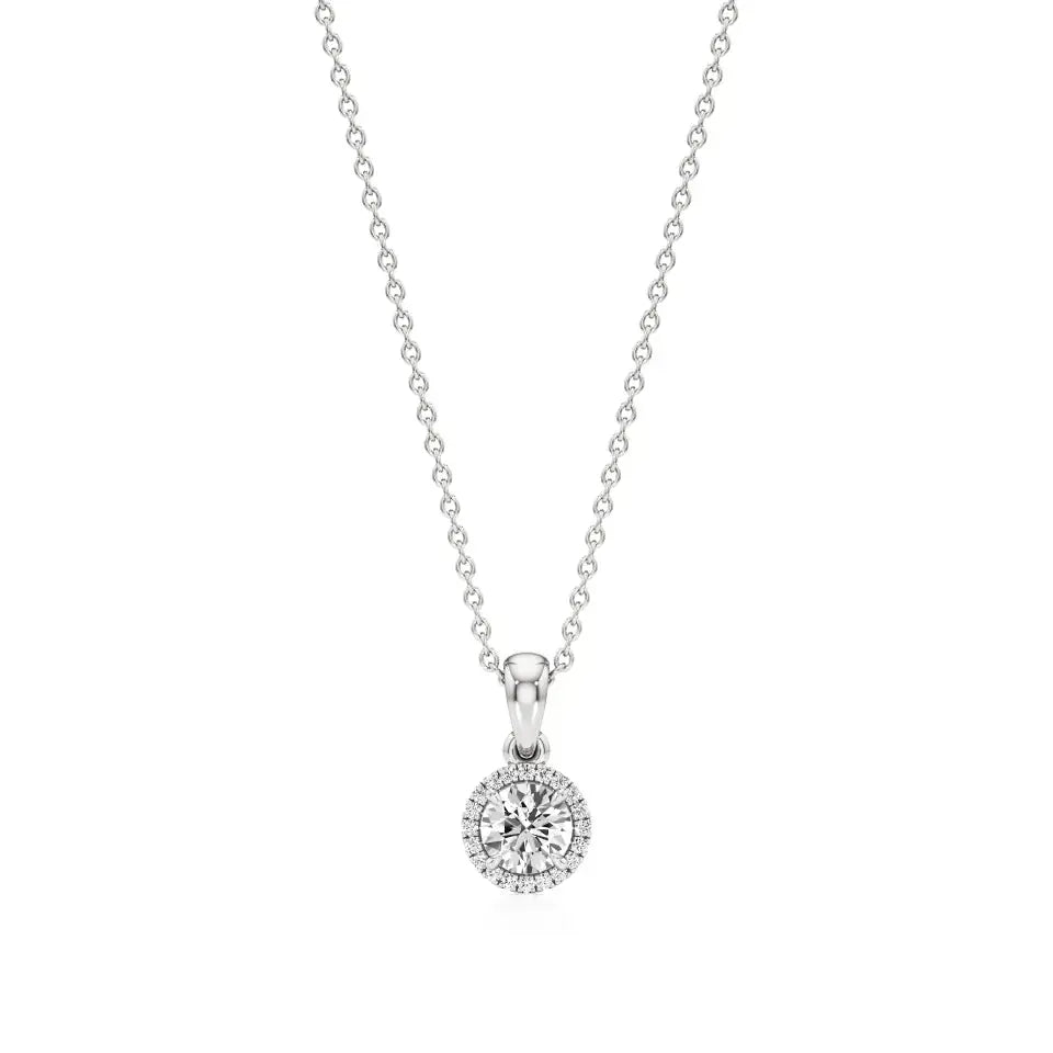 Sol | Round Solitaire with Halo Lab Grown Diamonds Pendant - Nivara