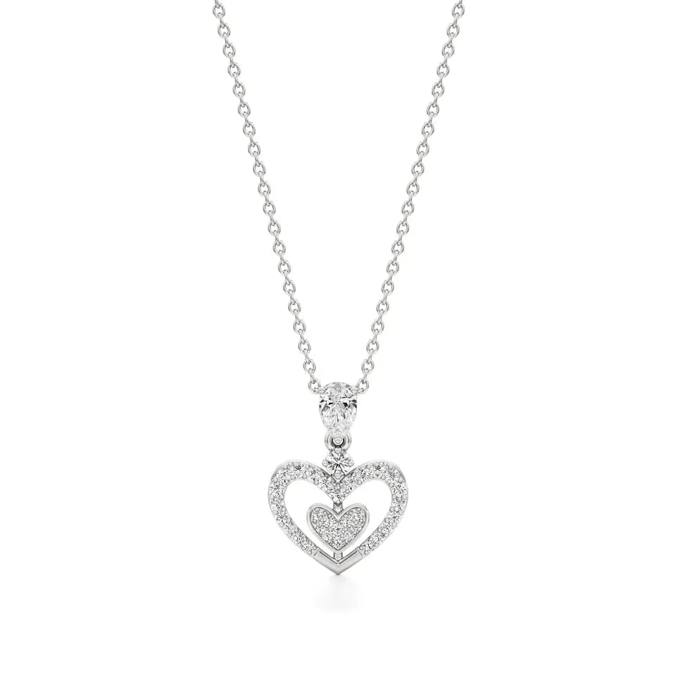 Sneh | Pear & Round Lab Grown Diamonds Heart Pendant - Nivara