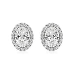 Mira | Oval-Cut Solitaire Lab-Grown Diamond with Halo Studs - Nivara