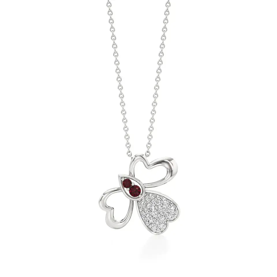 Vanya | Lab Grown Diamonds and Ruby Butterfly Wings Pendant - Nivara
