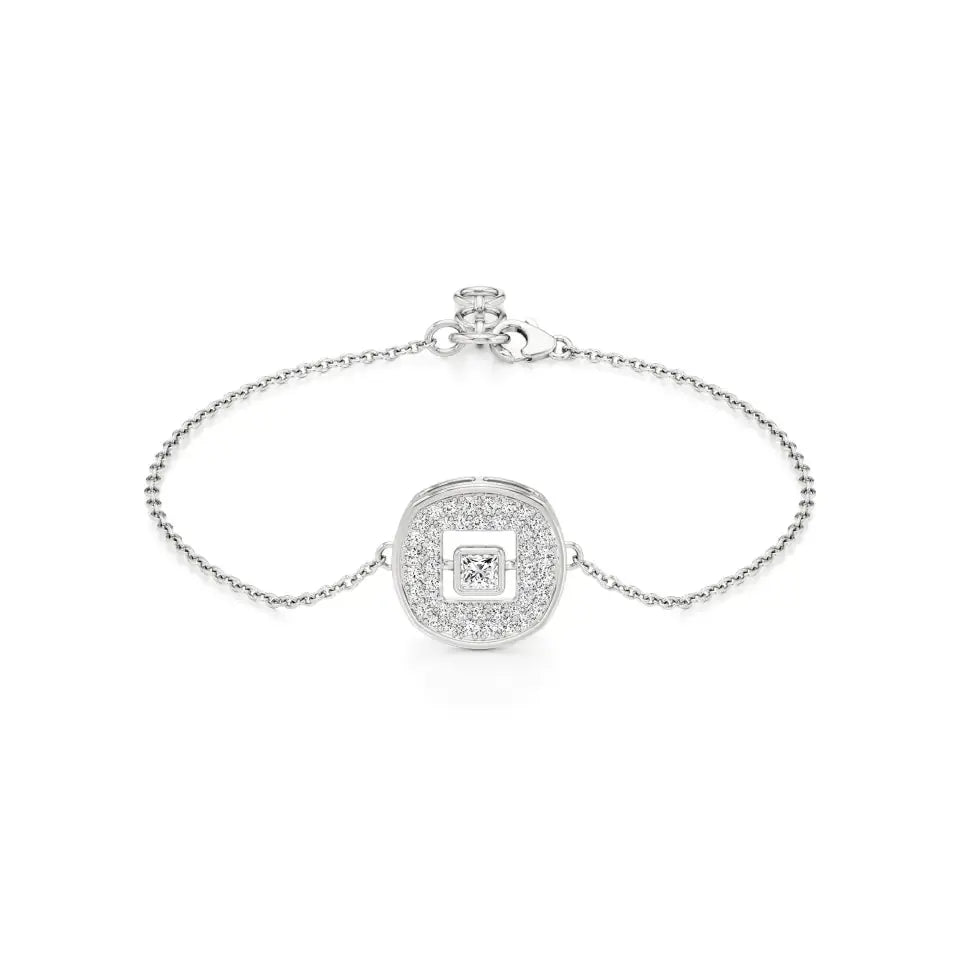 Celestia | Princess-Cut Lab Grown Diamond With Halo Chain Bracelet - Nivara