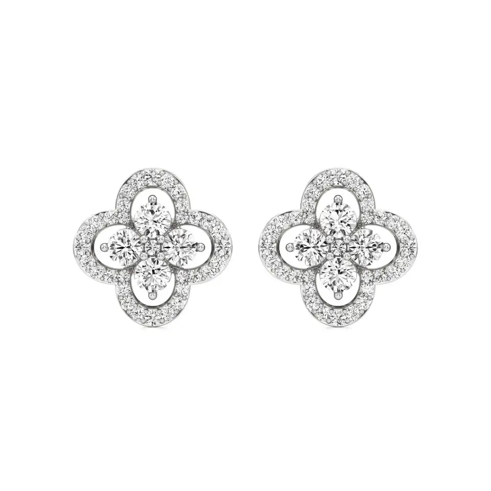 Flora | Round Lab-Grown Diamonds Quatrefoil Studs - Nivara