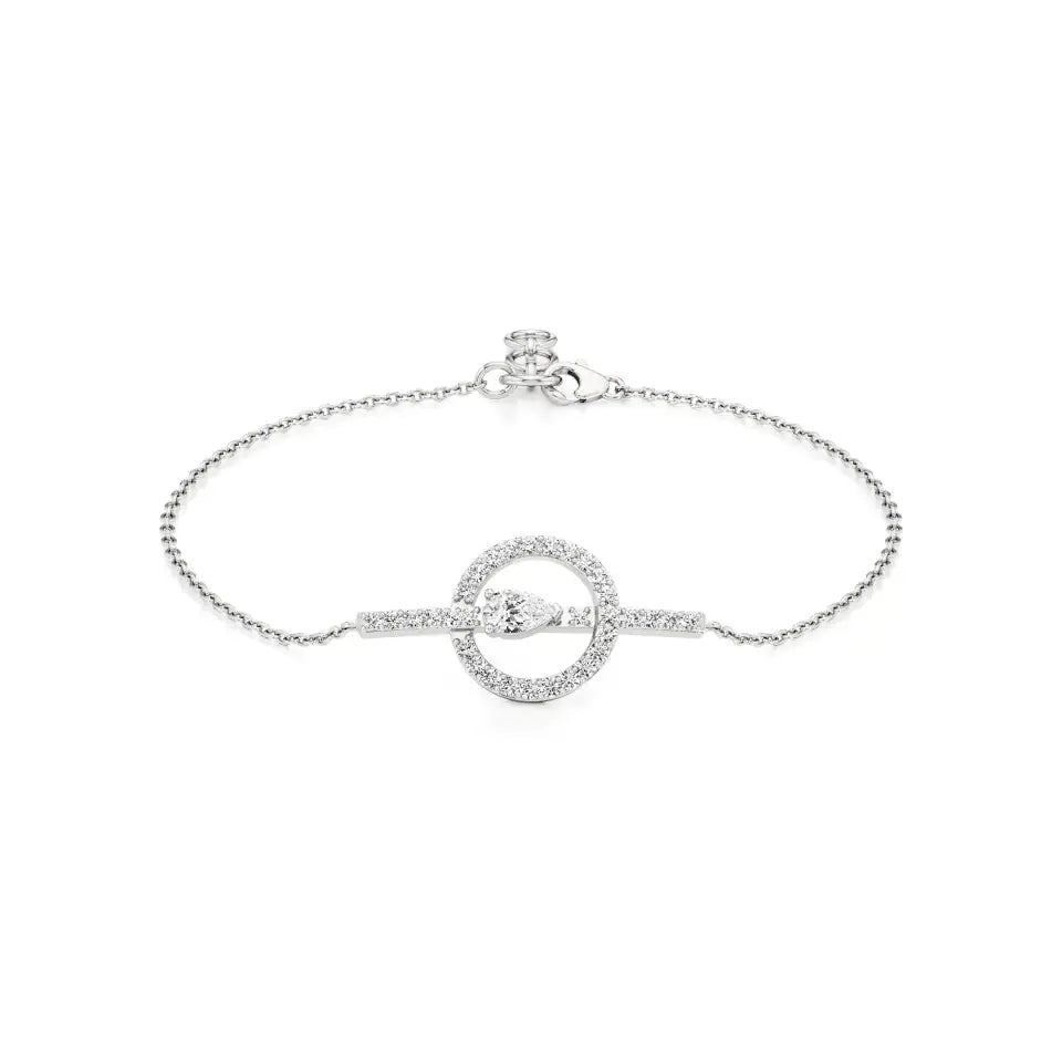 Mode | Pear & Round Lab Grown Diamonds Halo Chain Bracelet - Nivara