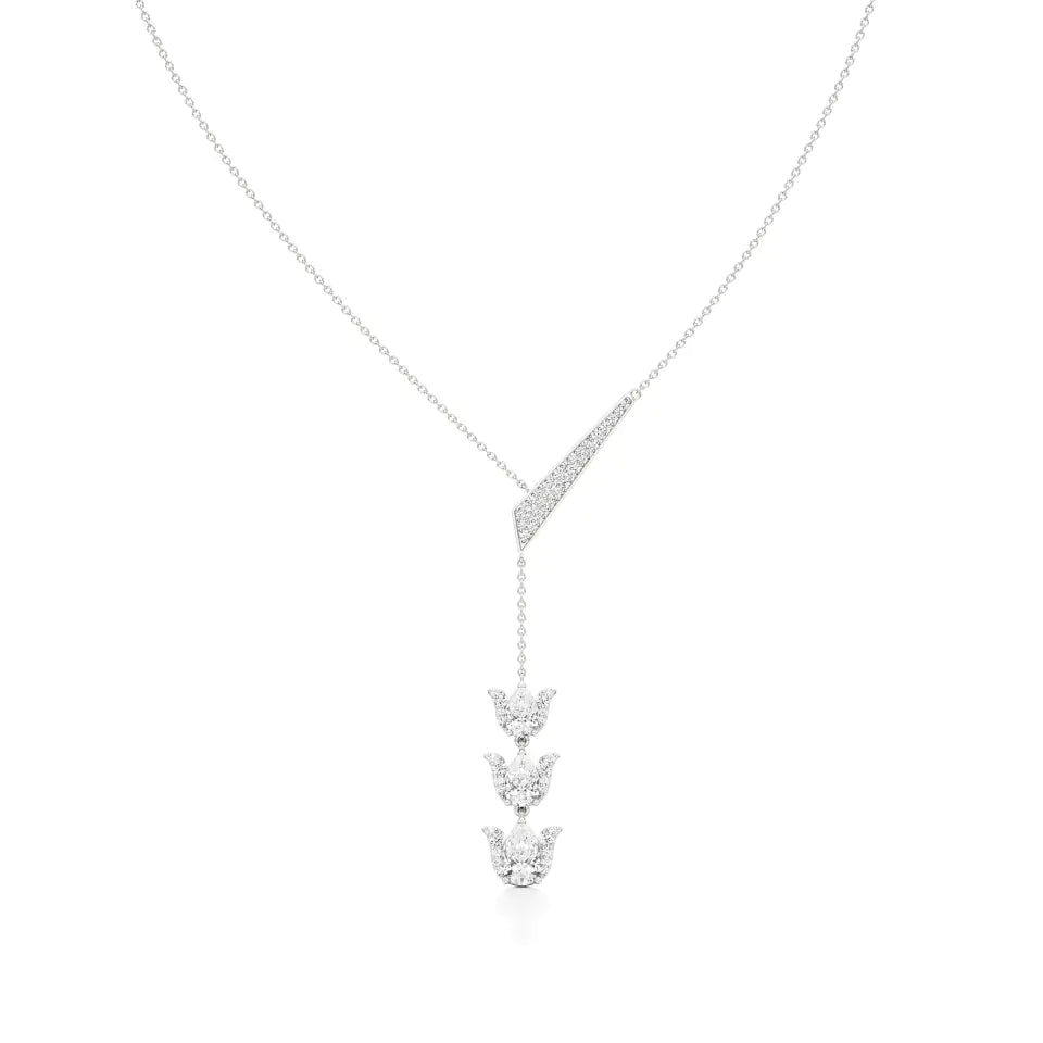 Flora | Pear & Round Lab Grown Diamonds Lotus Petals Necklace
