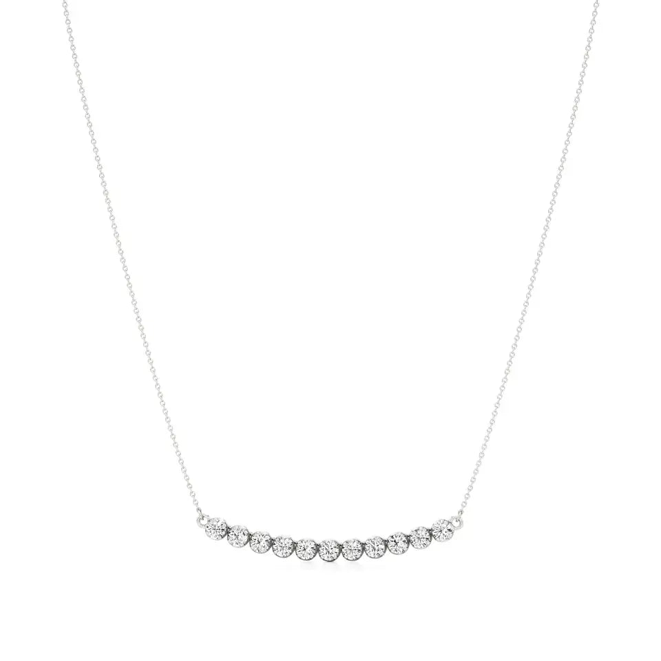 Noor | Round Lab Grown Diamonds Bezel setting Bar Necklace - Nivara