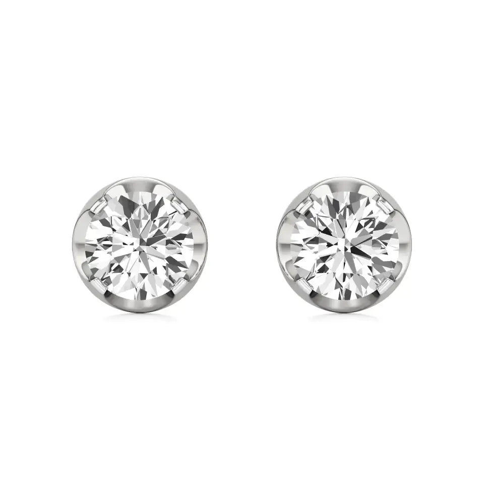 Mirage | Round Solitaire Lab-Grown Diamond Studs - Nivara