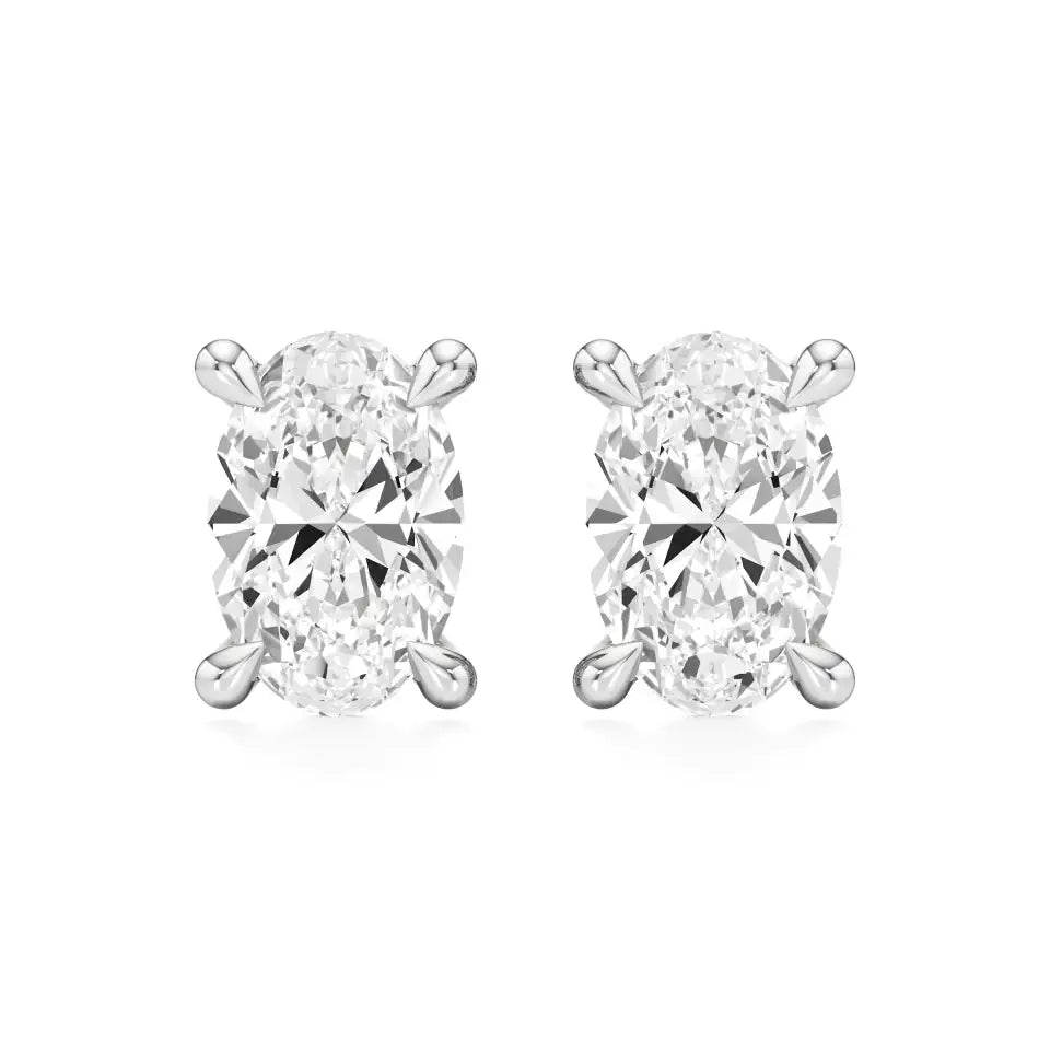 Thea | Four Prong Studs with Oval Shaped Solitaire Lab-Grown Diamond - Nivara