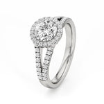 Mira | Round Solitaire with Halo Ring - Nivara