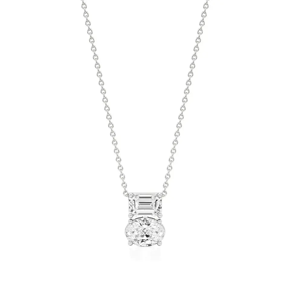 Toi et Moi | Oval & Emerald Lab Grown Diamonds Pendant - Nivara