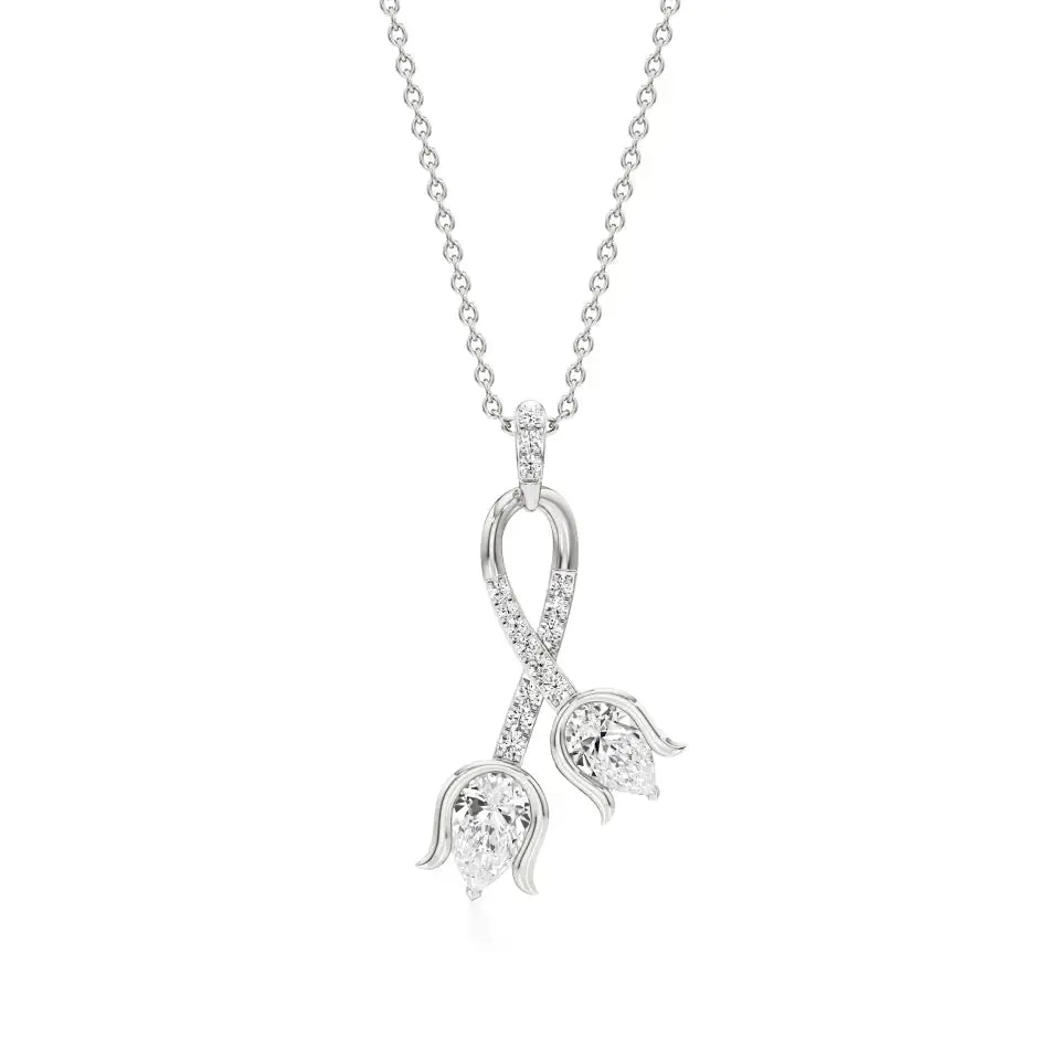 Flora | Pear & Round Lab Grown Diamonds Floral Pendant - Nivara