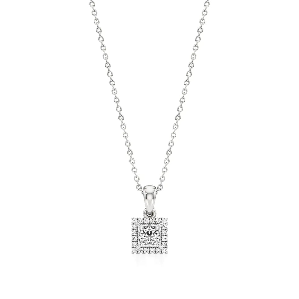 Anek | Princess-Cut Solitaire Halo Lab Grown Diamonds Pendant