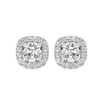 Mira | Cushion-Cut Solitaire Lab-Grown Diamond with Halo Studs - Nivara