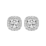 Mira | Cushion-Cut Solitaire Lab-Grown Diamond with Halo Studs - Nivara