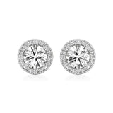 Mira | Round Solitaire Lab-Grown Diamond with Halo Studs - Nivara
