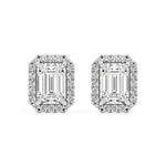 Mira | Emerald-cut Solitaire Lab-Grown Diamond with Halo Studs - Nivara