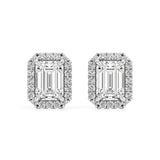 Mira | Emerald-cut Solitaire Lab-Grown Diamond with Halo Studs - Nivara