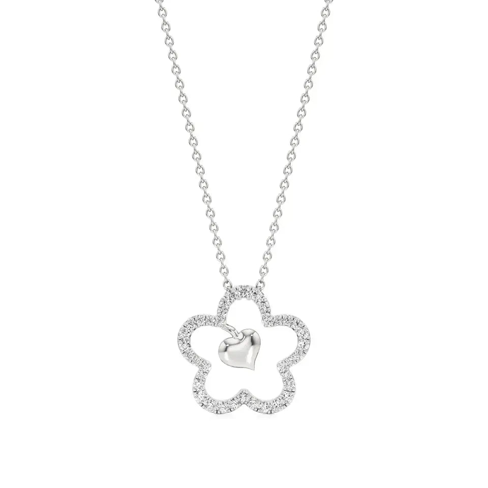 Flora | Floral Design Halo with Heart Motif Pendant - Nivara